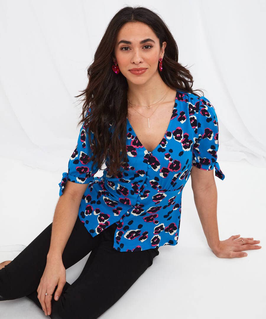 Sale Tops, Tunics & Blouses | Women's Joe Browns Alluring Animal Blouse Blue