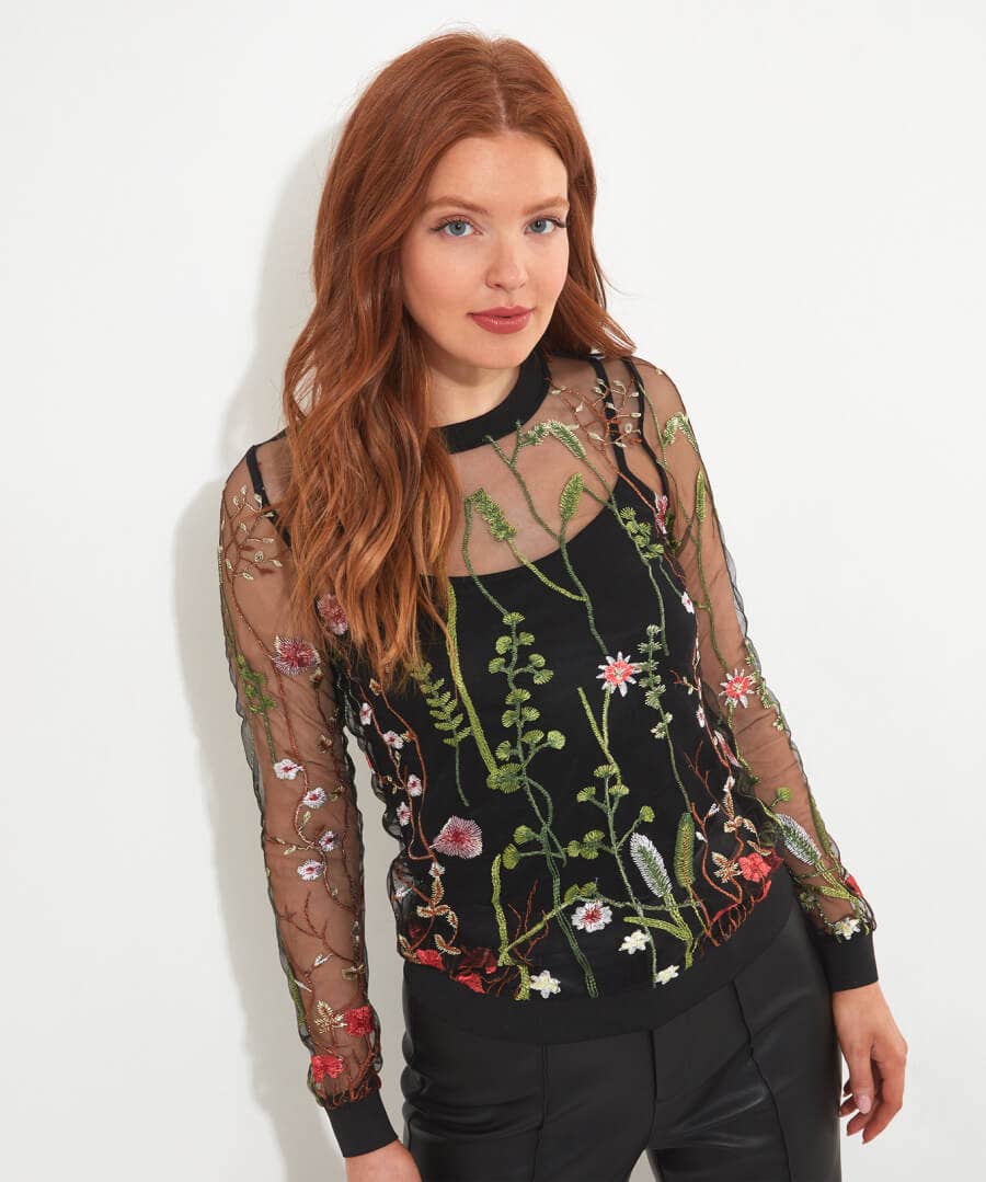 Tops, Tunics & Blouses | Sale Tops, Tunics & Blouses | Women's | Women's Joe Browns Beautiful Embroidered Top with Cami Black