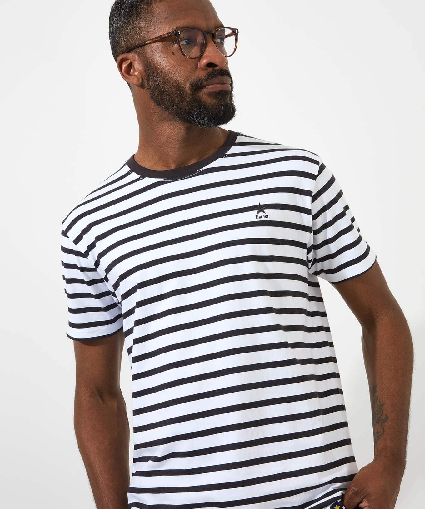 Shop Men's Collection | Plain Tops & T-Shirts | Layering Essentials | Tops & T-Shirts | Top Picks | Top Picks | Men，s | Men，s Joe Browns Beyond Basic Stripe Tee White/Charcoal