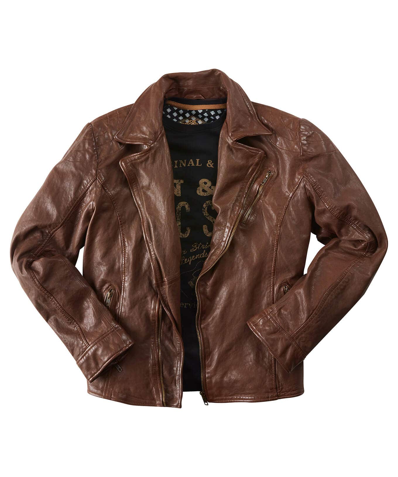 Shop Men's Collection | Leather Jackets | Top Picks | Men，s Joe Browns Burner Leather Jacket Tan