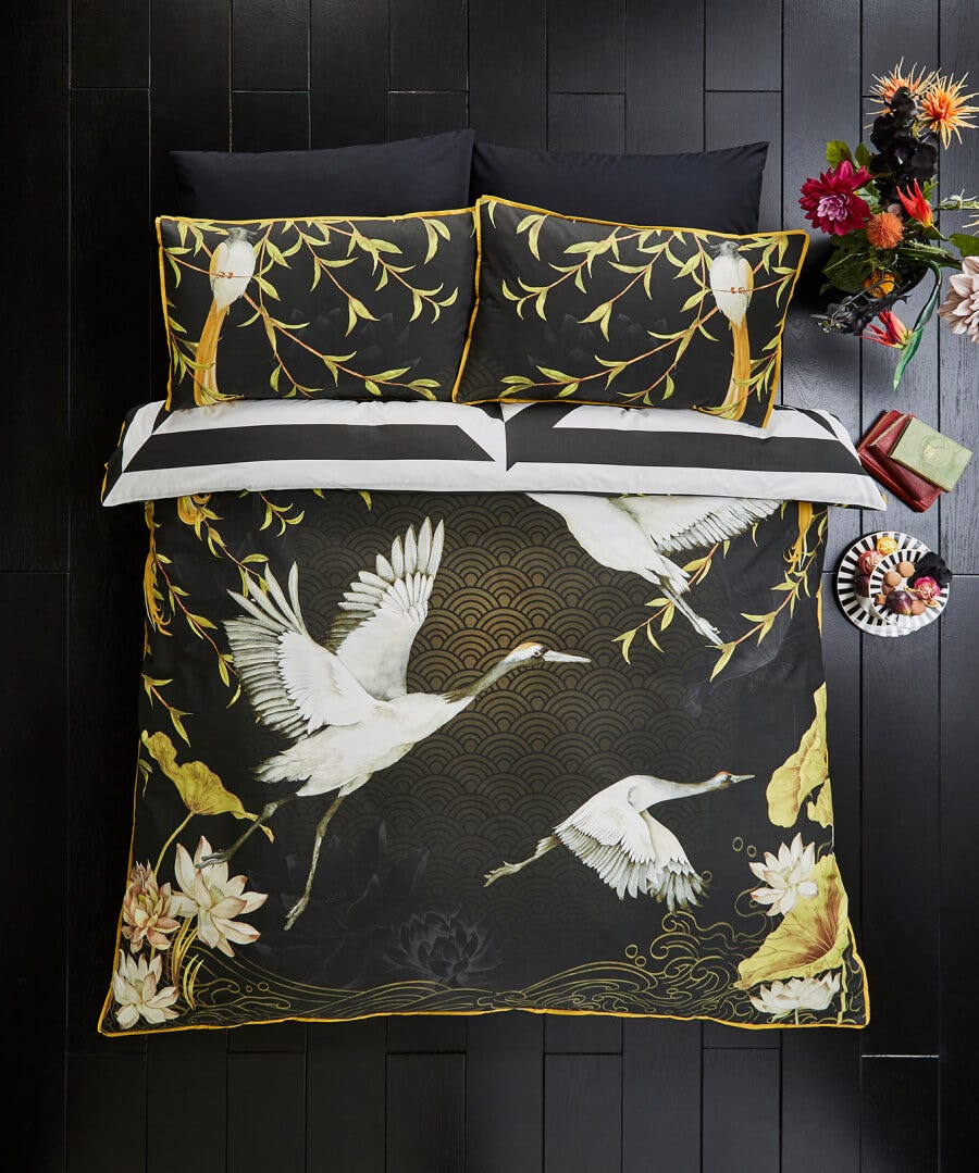 Bedroom | Rebel Residence | Floral Décor | Nature Décor | Animal Décor | Bedding | Home | Home | Home | Home | Home | Home Joe Browns Candescent Cranes Reversible Bed Set Black