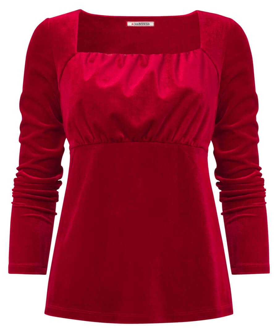 Shop Women's Collection | Occasion Outfits | Tops, Tunics & Blouses | Sale Tops, Tunics & Blouses | Top Picks | Top Picks | Women's | Women's Joe Browns Christa Velour Top Red