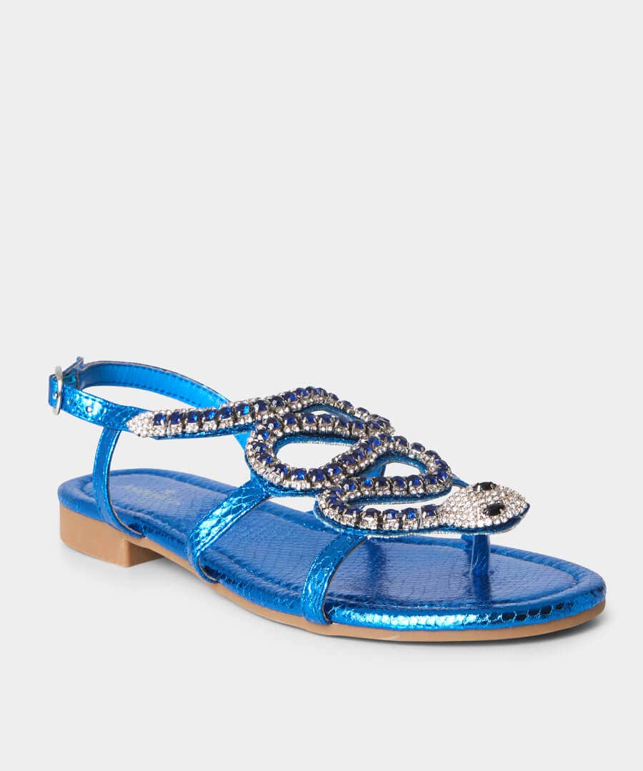 Sale Boots & Shoes | Women's Joe Browns Cleo Diamante Snake Sandals Blue Multi