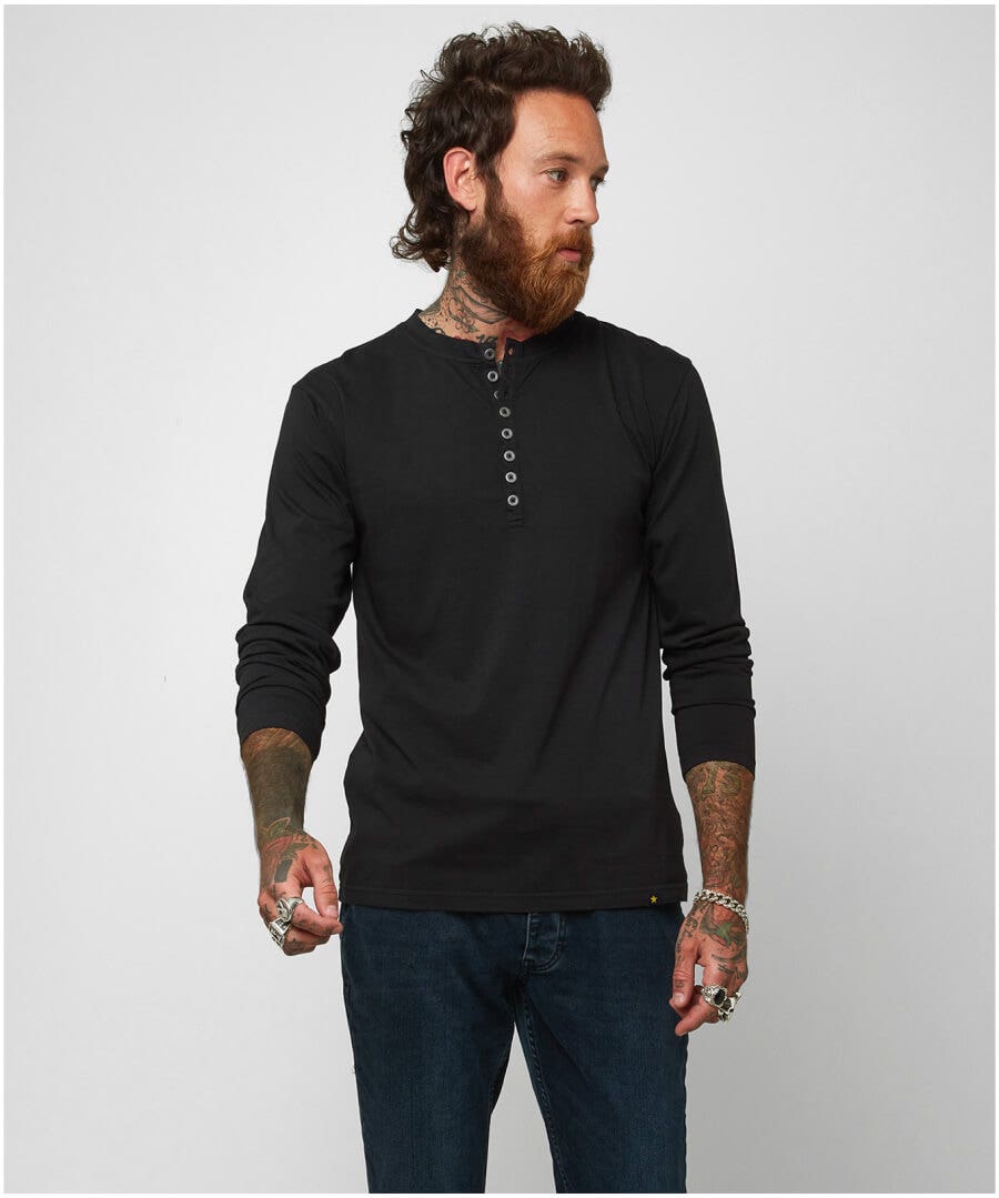 Plain Tops & T-Shirts | Henley Tops | Hoodies & Sweatshirts | Layering Essentials | Tops & T-Shirts | Top Picks | Men，s | Men，s | Men，s | Men，s Joe Browns Distinctive Henley Black / Khaki