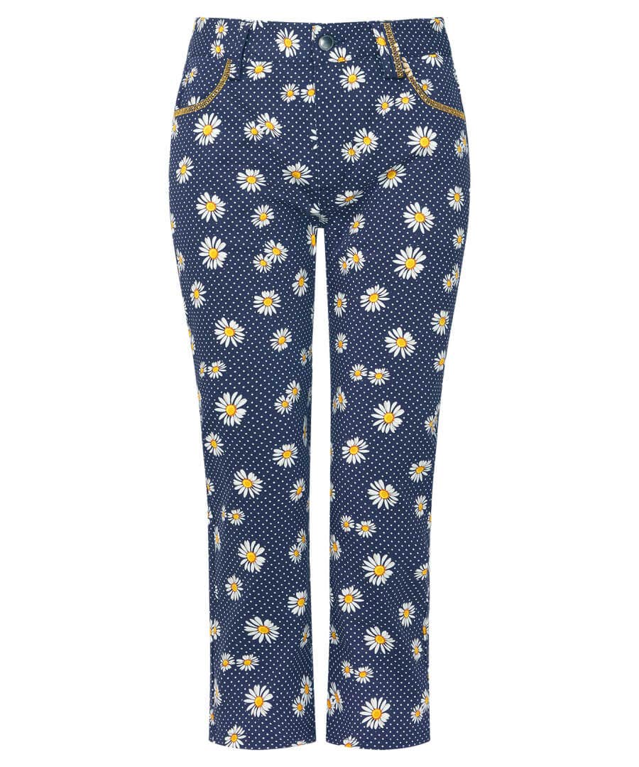 Sale Jeans & Trousers | Women's Joe Browns Dots And Daisies Crop Trousers Blue