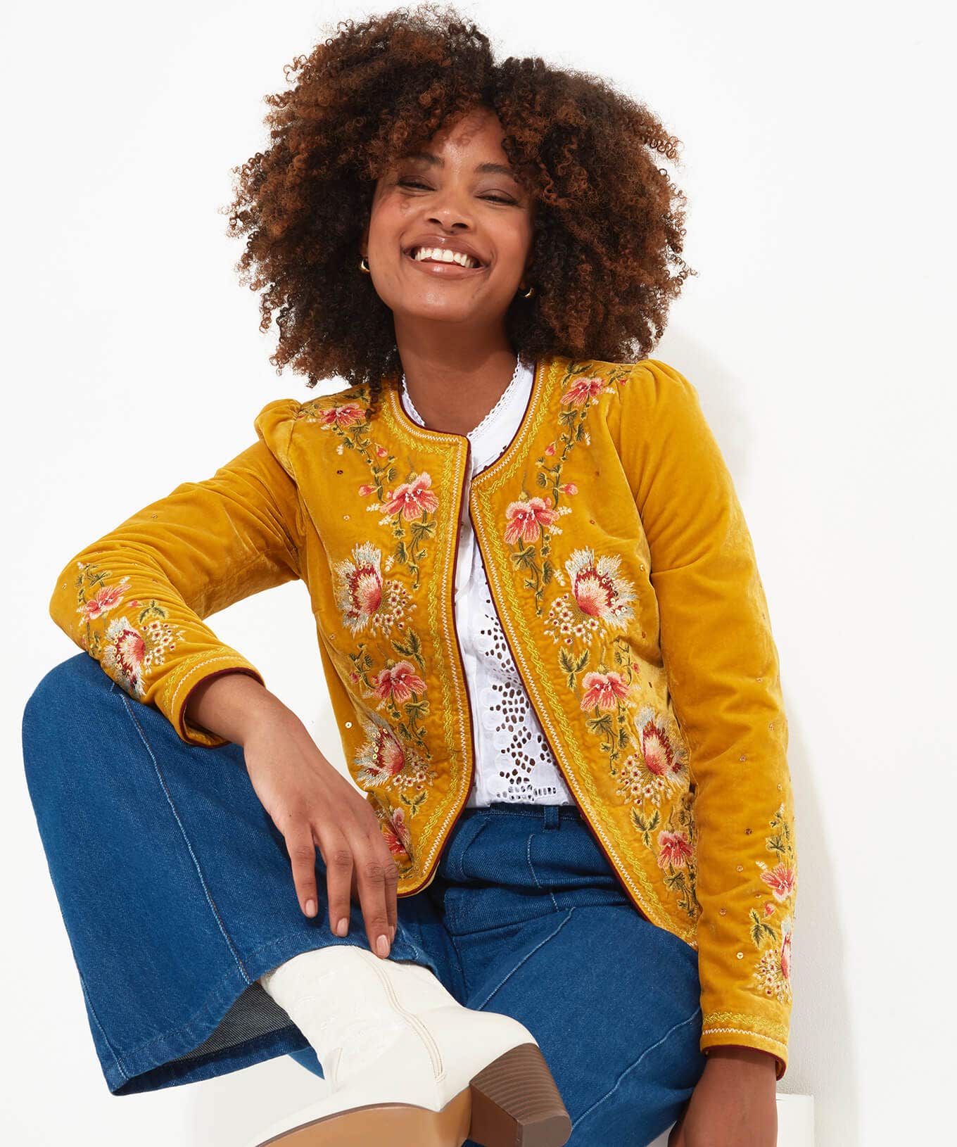 Coats & Jackets | Shop Blazers | Sale Coats & Jacket | Women's | Women's | Women's Joe Browns Elegantly Embroidered Boutique Jacket Yellow