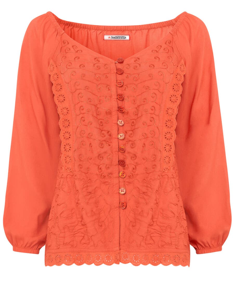 Sale Tops, Tunics & Blouses | Women's Joe Browns Embroidered Elegance Top Orange / White