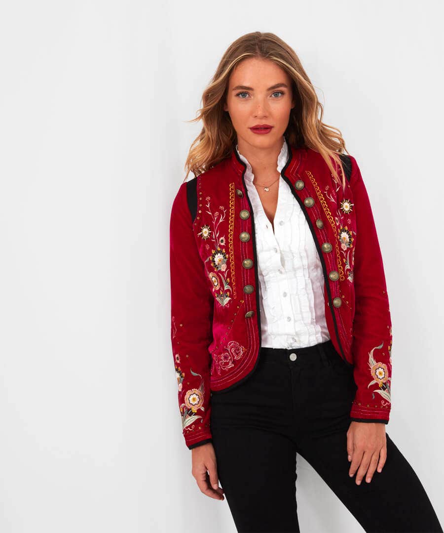 Shop Blazers | Sale Coats & Jacket | Women's | Women's Joe Browns Enchanting Embroide Jacket Red