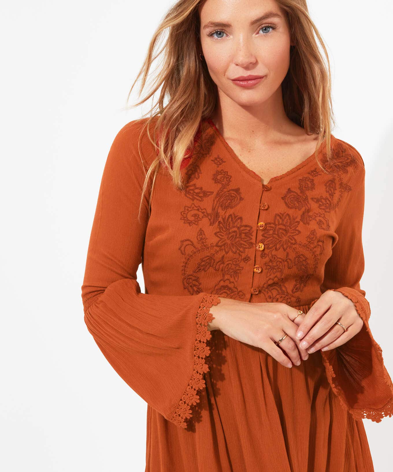 Shop Women's Collection | Tops, Tunics & Blouses | Sale Tops, Tunics & Blouses | Top Picks | Women's | Women's Joe Browns Ever So Pretty Embroidered Tunic Top Orange