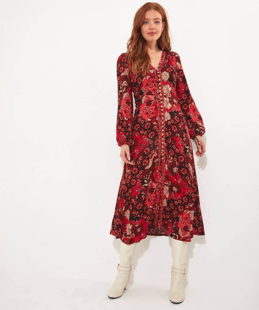 Shop Women's Collection | Boho Dresses | Party Dresses | Occasion Outfits | Petite | Dresses | Top Picks | Top Picks | Top Picks | Top Picks | Women's | Women's Joe Browns Evie Boho Dress Red / Multi