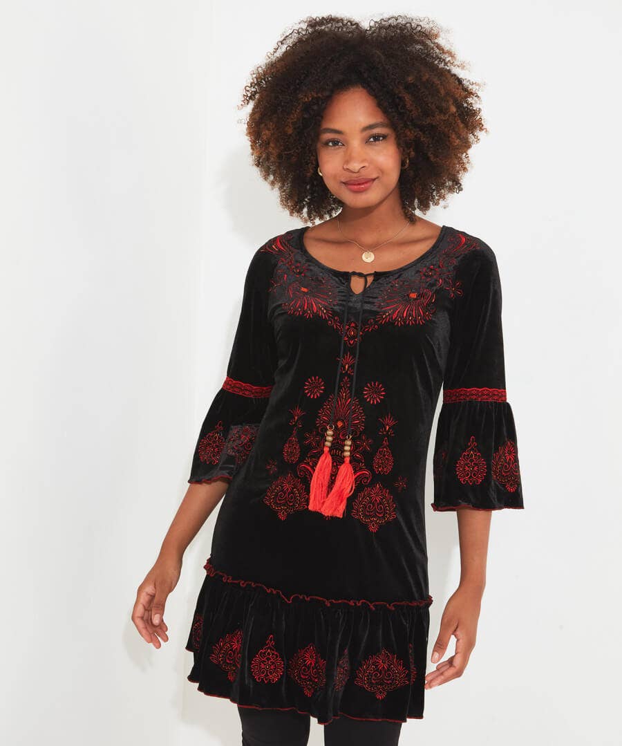 Shop Women's Collection | Velvet & Devor茅 Dresses | Boho Dresses | Party Dresses | Occasion Outfits | Tops, Tunics & Blouses | Dresses | Sale Tops, Tunics & Blouses | Top Picks | Top Picks | Top Picks | Top Picks | Top Picks | Women's | Women's | Women's Joe Browns Evie Embroidered Tunic Black