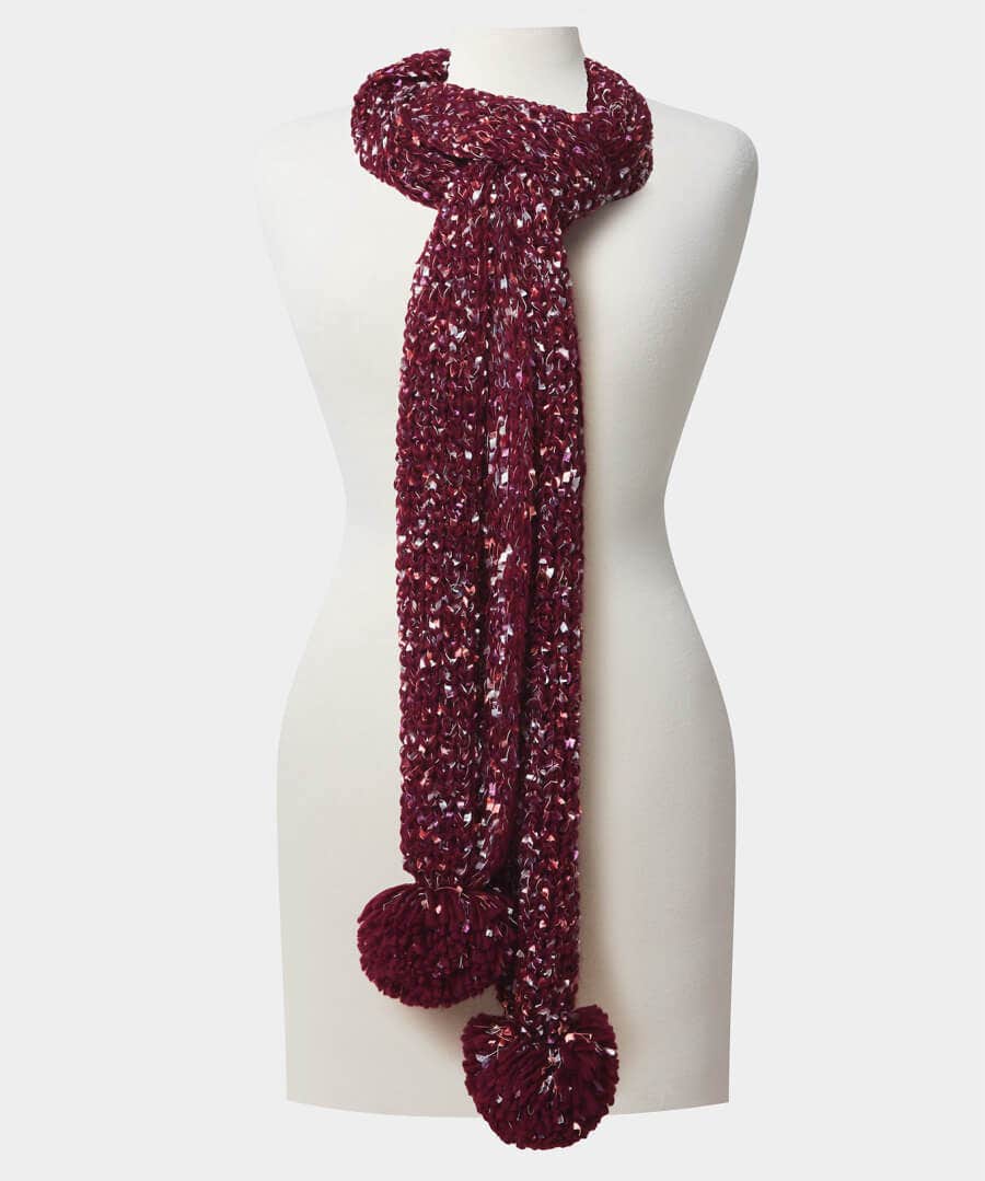 Accessories & Jewellery | Women's Joe Browns Fantasia Tape Yarn Bobble Scarf Wine Multi