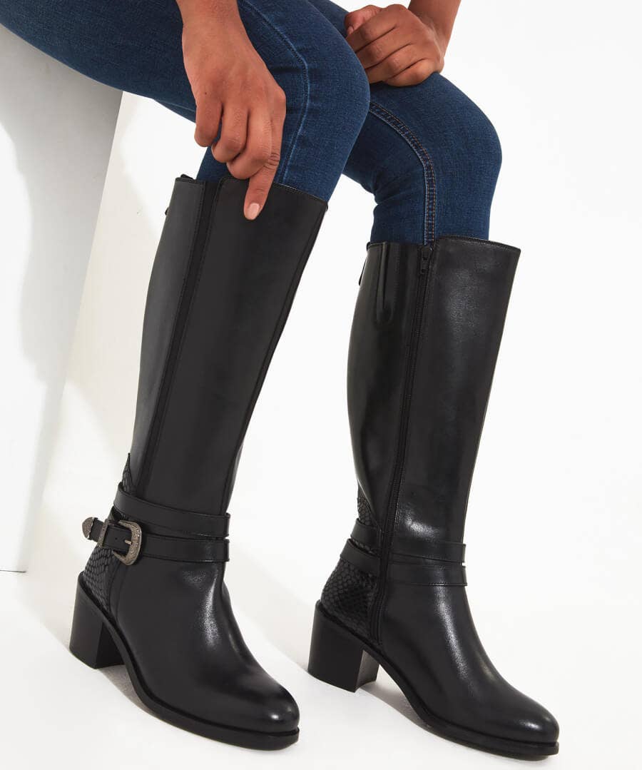 Knee High Boots | Boots & Shoes | Top Picks | Women's Joe Browns Gigi Premium Leather Rider Boots Black