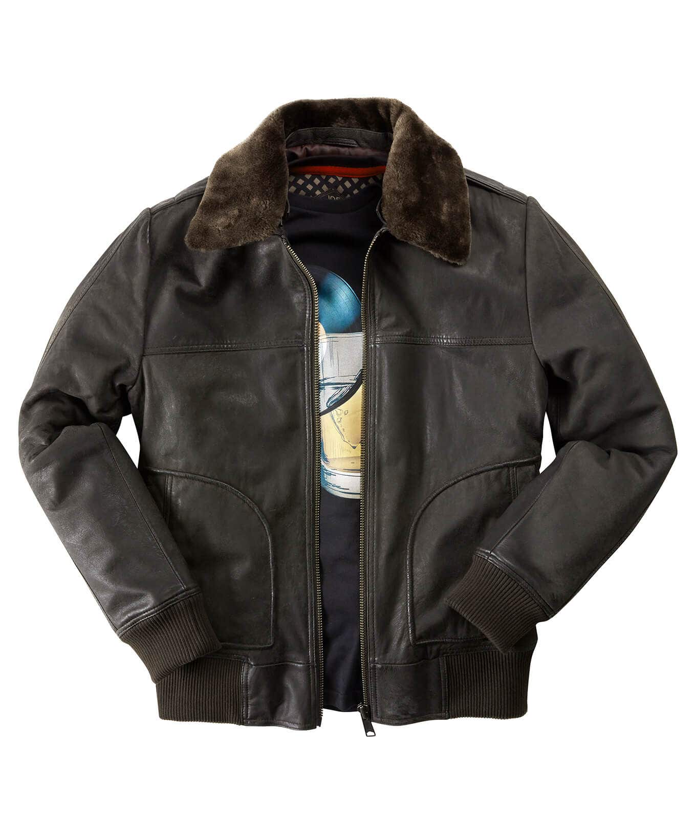 Shop Men's Collection | Leather Jackets | Top Picks | Men，s Joe Browns High Life Leather Jacket Brown