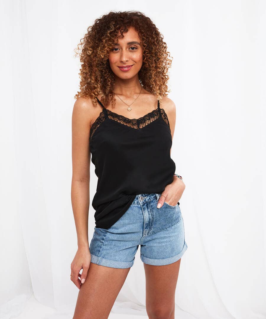 Tops, Tunics & Blouses | Sale Tops, Tunics & Blouses | Women's | Women's Joe Browns Lace Trim Cami Vest Black / Orange