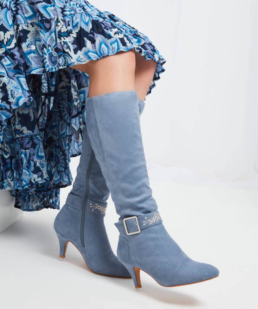 Sale Boots & Shoes | Women's Joe Browns Lakeside Embroidered Detail Boots Pale Blue