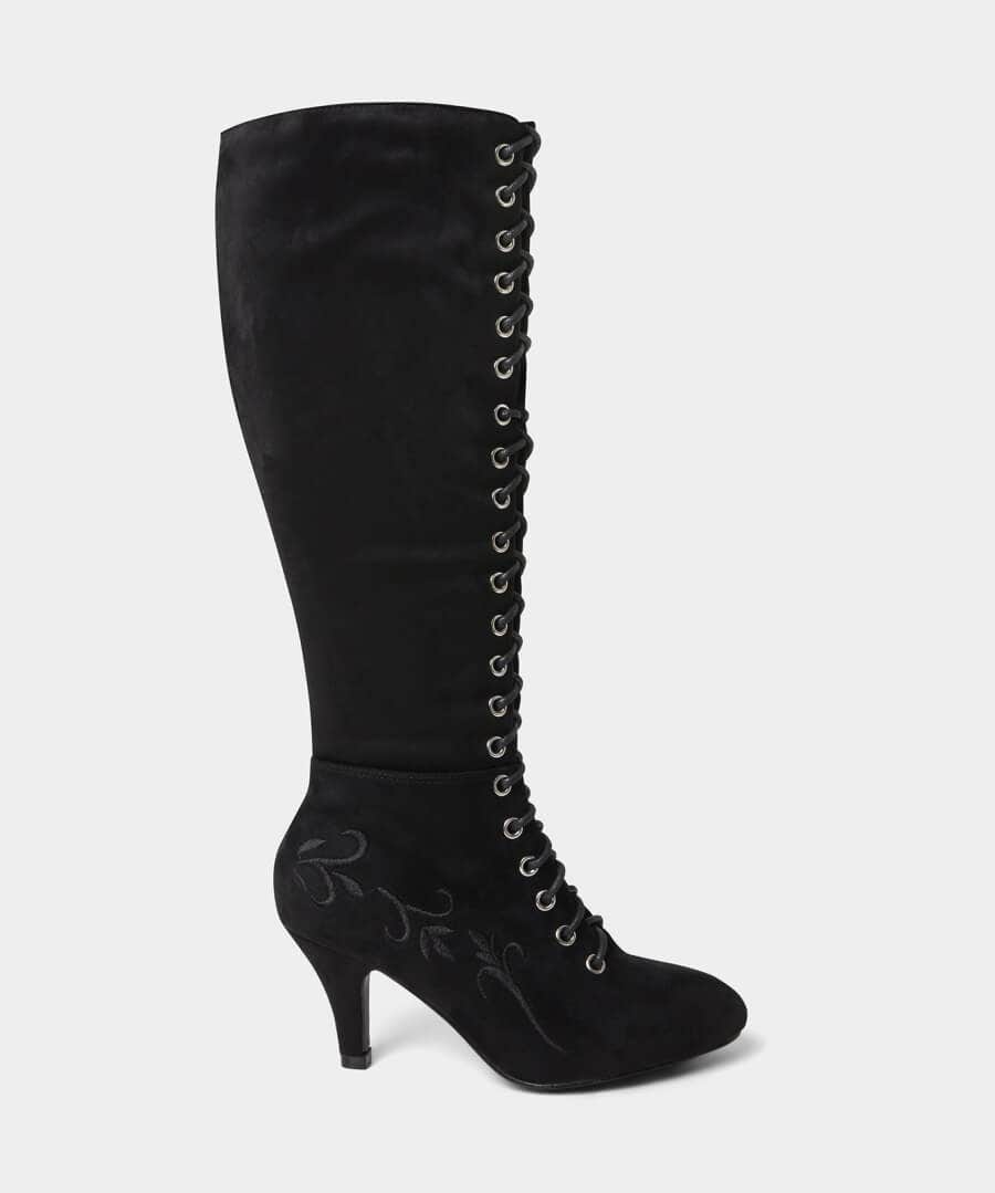 Knee High Boots | Party Footwear | Boots & Shoes | Top Picks | Top Picks | Women's Joe Browns Layla Lace Up Embroidered Boots Black