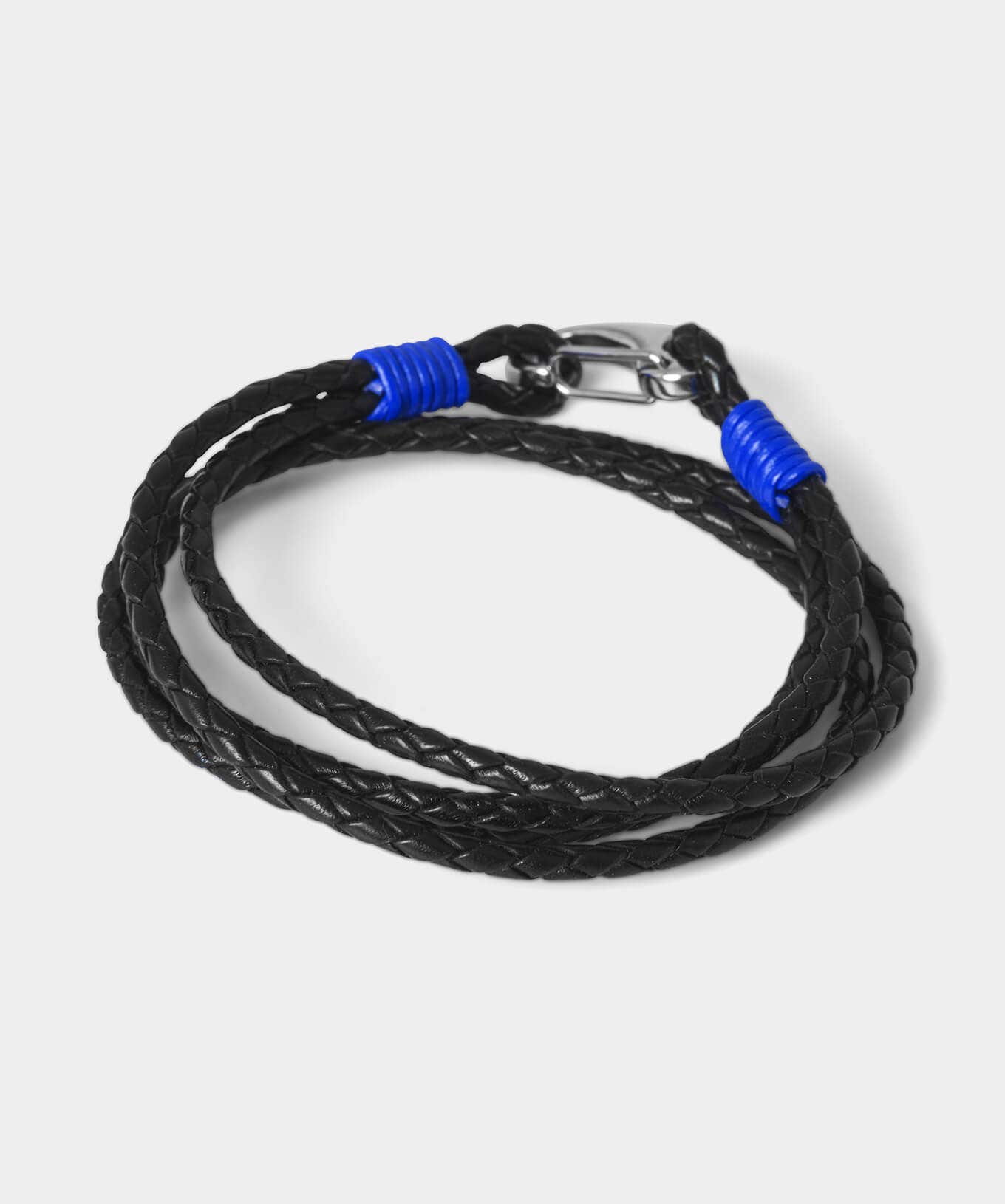 Accessories | Men，s Joe Browns Leather Colour Bound Bracelet Black/Cobalt / Dark Grey/Magenta