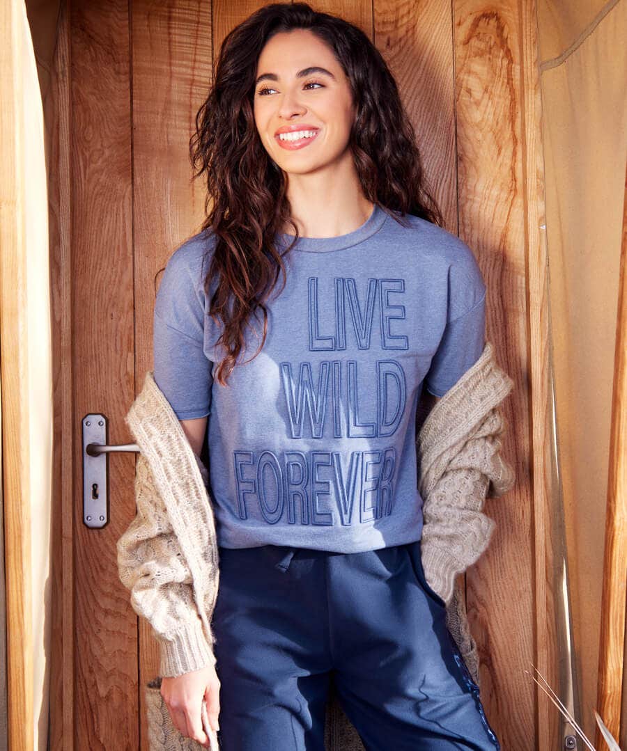 Pyjamas & Loungewear | Tops, Tunics & Blouses | Sale Pyjamas & Loungewear | Sale Tops, Tunics & Blouses | Women's | Women's | Women's | Women's Joe Browns Live Wild Forever Tee Blue