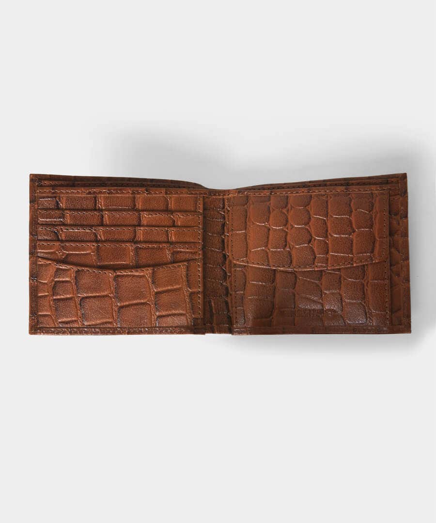 Sale Accessories | Men，s Joe Browns Men's Croc Buff Calf Leather Wallet Tan