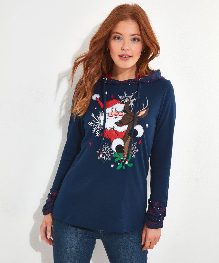 Shop Women's Collection | Tops, Tunics & Blouses | Half Price Christmas Styles | Sale Tops, Tunics & Blouses | Top Picks | Women's | Women's | Women's Joe Browns Novelty Sweat Navy