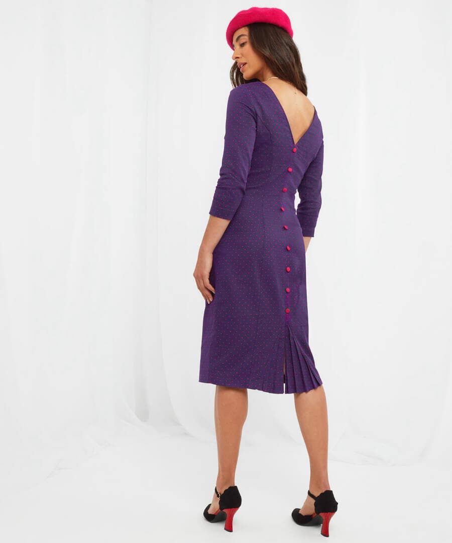 Sale Dresses | Women's Joe Browns Oh So Vintage Button Back Dress Navy