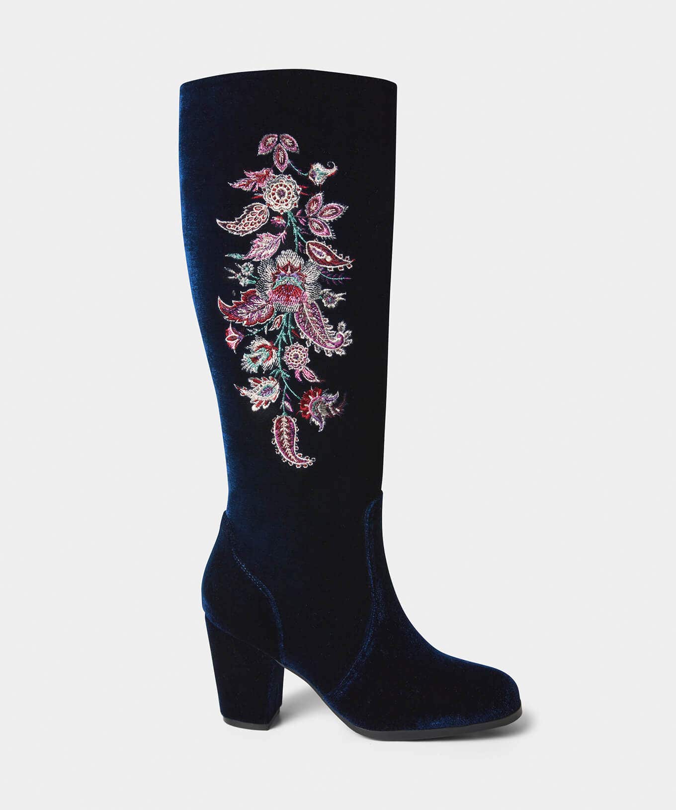 Knee High Boots | Party Footwear | Boots & Shoes | Sale Boots & Shoes | Top Picks | Top Picks | Women's | Women's Joe Browns Opulence Embroidered Velvet Boots Navy Multi