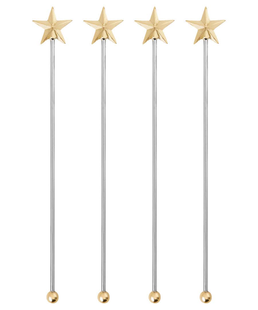 Christmas Accessories & Decorations | Kitchen | Gifts | Home | Home | Women's Joe Browns Pack Of 4 Star Drinks Stirrers Gold