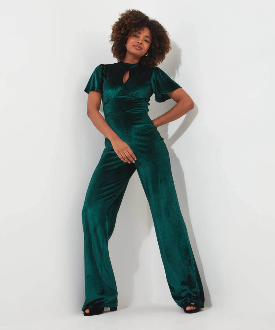 Shop Women's Collection | Occasion Outfits | Petite | Jumpsuits | Jeans & Trousers | Sale Jumpsuits | Sale Jeans & Trousers | Top Picks | Top Picks | Women's | Women's | Women's | Women's | Women's Joe Browns Perfection Velour Jumpsuit Green