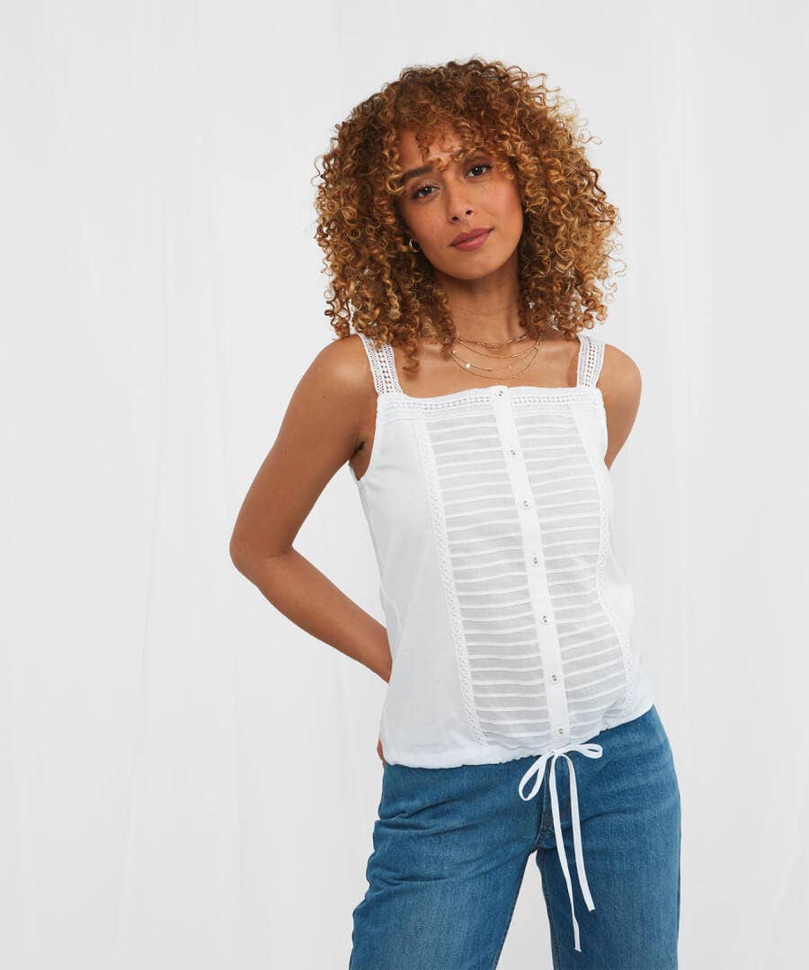 Sale Tops, Tunics & Blouses | Women's Joe Browns Pintuck Camisole Top White / Blue