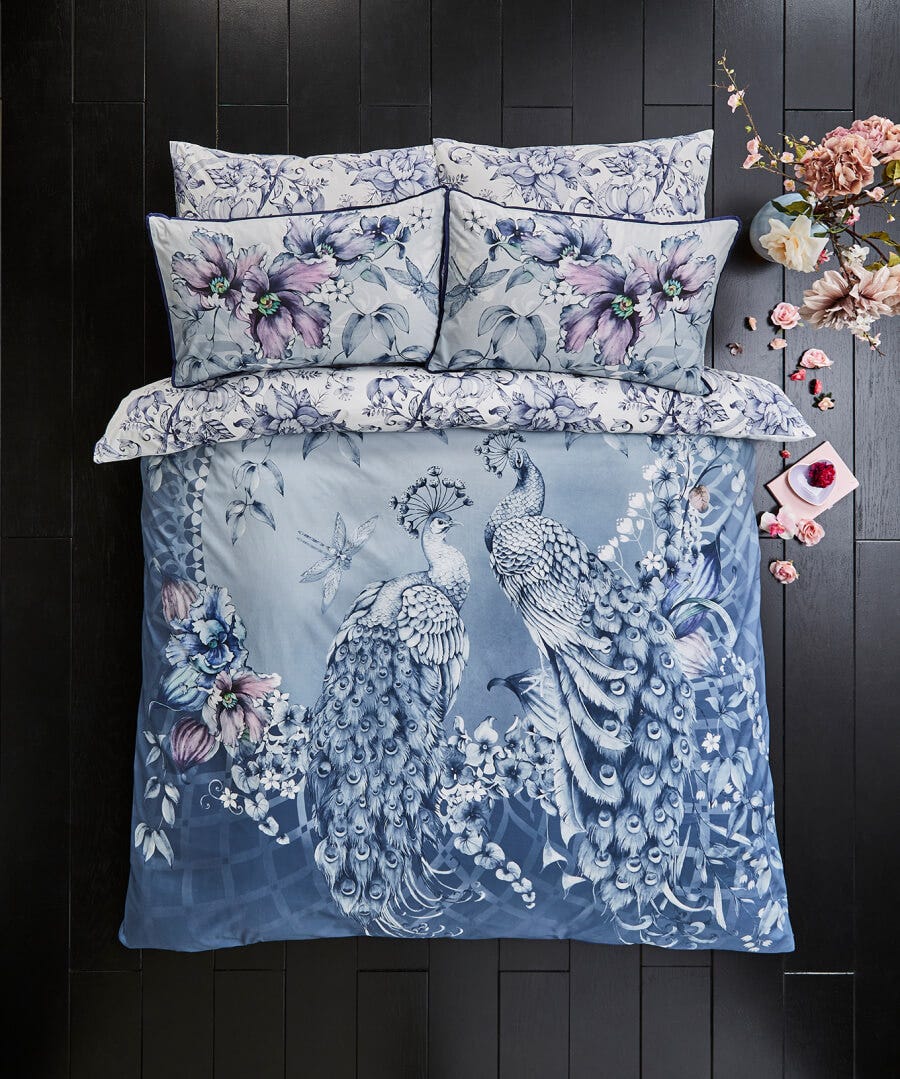 Bedroom | Nouveau Reflections | Floral Décor | Nature Décor | Animal Décor | Bedding | Home | Home | Home | Home | Home | Home Joe Browns Poised Peacocks Reversible Bed Set Blue