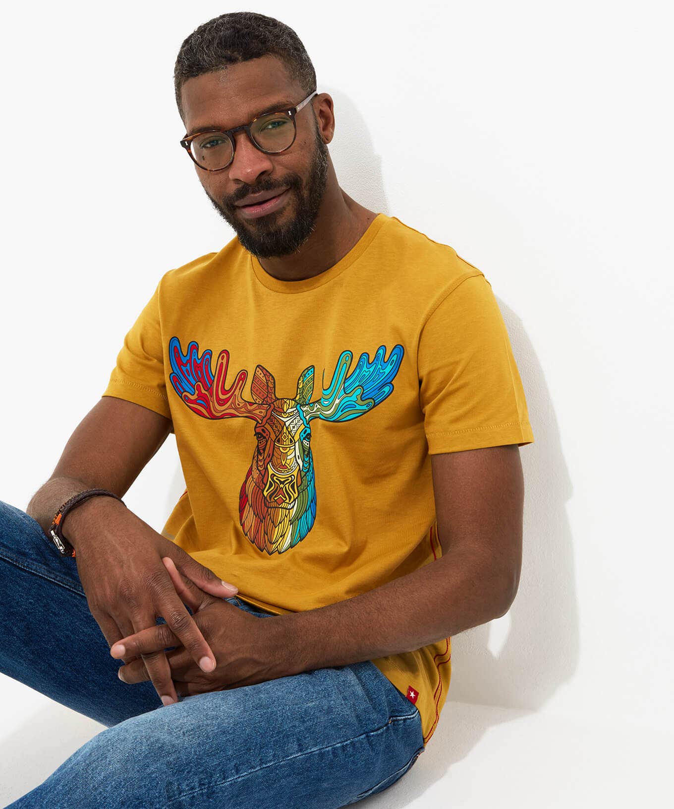 Shop Men's Collection | Graphic T-Shirts | Tops & T-Shirts | Sale Tops & T-Shirts | Top Picks | Top Picks | Men，s | Men，s Joe Browns Rainbow Stag Tee Ochre