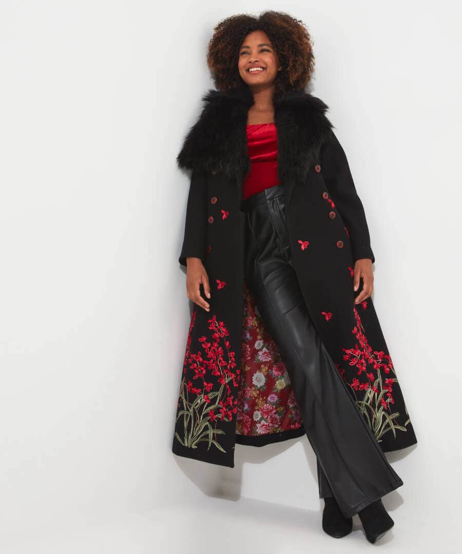 Shop Women's Collection | Occasion Outfits | Coats & Jackets | Sale Coats & Jacket | Top Picks | Top Picks | Women's | Women's Joe Browns Red Roses Boutique Coat Black Multi