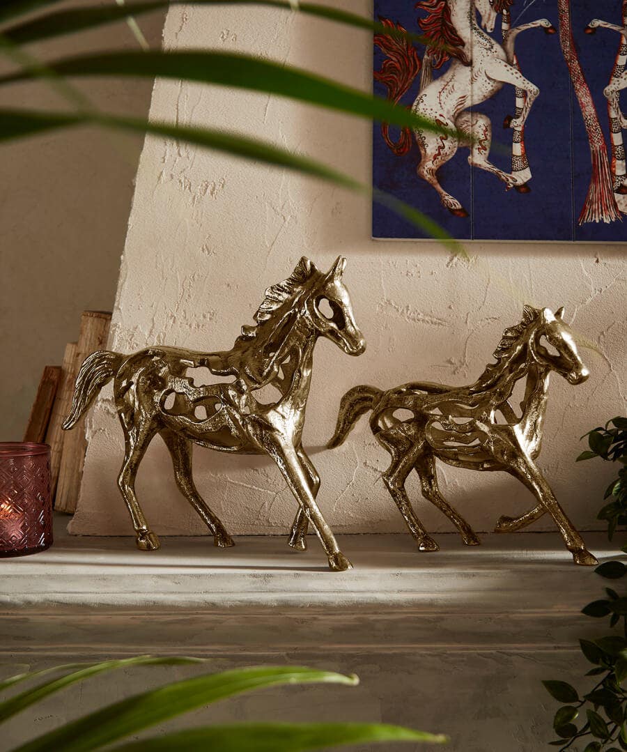 Living Room | Bedroom | Endless Sunsets | Nature Décor | Animal Décor | Home Accessories | Home | Home | Home | Home | Home | Home Joe Browns Set Of 2 Cast Iron Antique Horse Statues Gold
