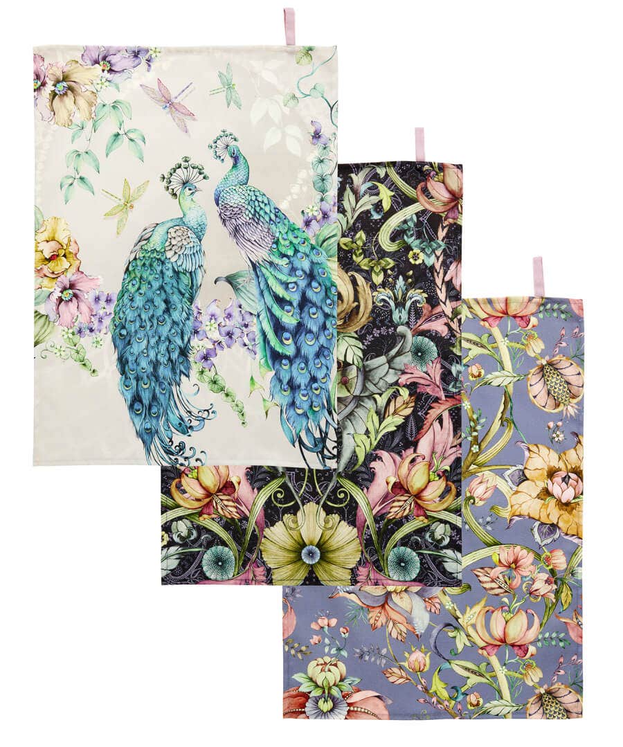 Nouveau Reflections | Floral Décor | Nature Décor | Tea Towels | Animal Décor | Kitchen | Home | Home | Home | Home | Home | Home Joe Browns Set Of 3 Nouveau Print Teatowels Multi