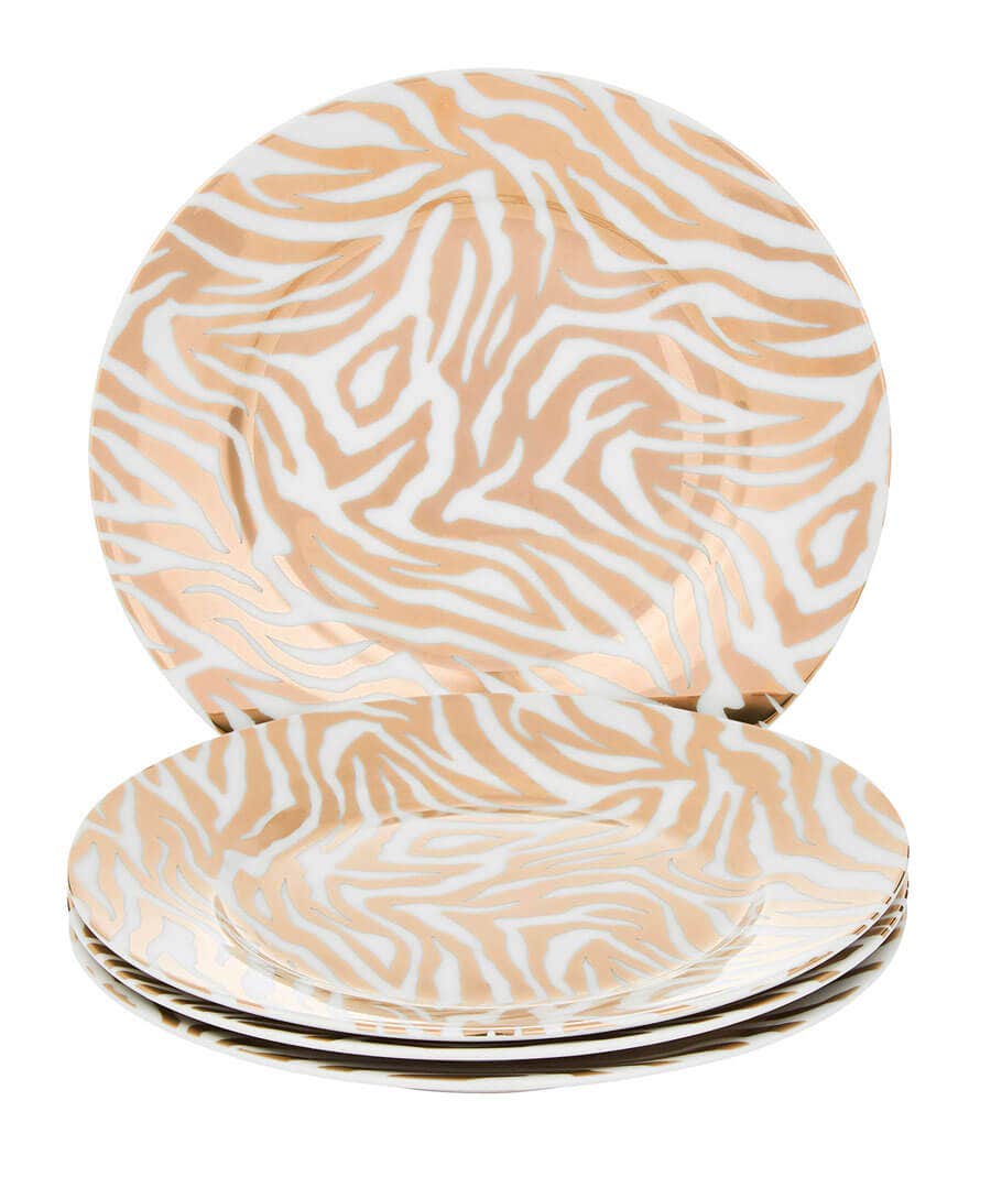 Nature Décor | Animal Décor | Home | Home Joe Browns Set Of 4 Metallic Zebra Side Plates Gold