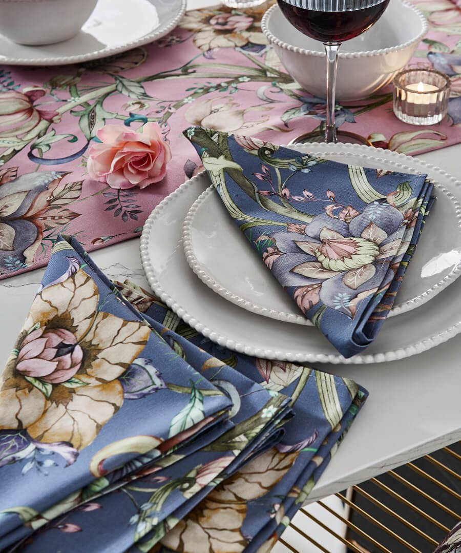 Nouveau Reflections | Floral Décor | Nature Décor | Kitchen | Home | Home | Home | Home Joe Browns Set Of 4 Nostalgic Nouveau Cotton Napkins Grey