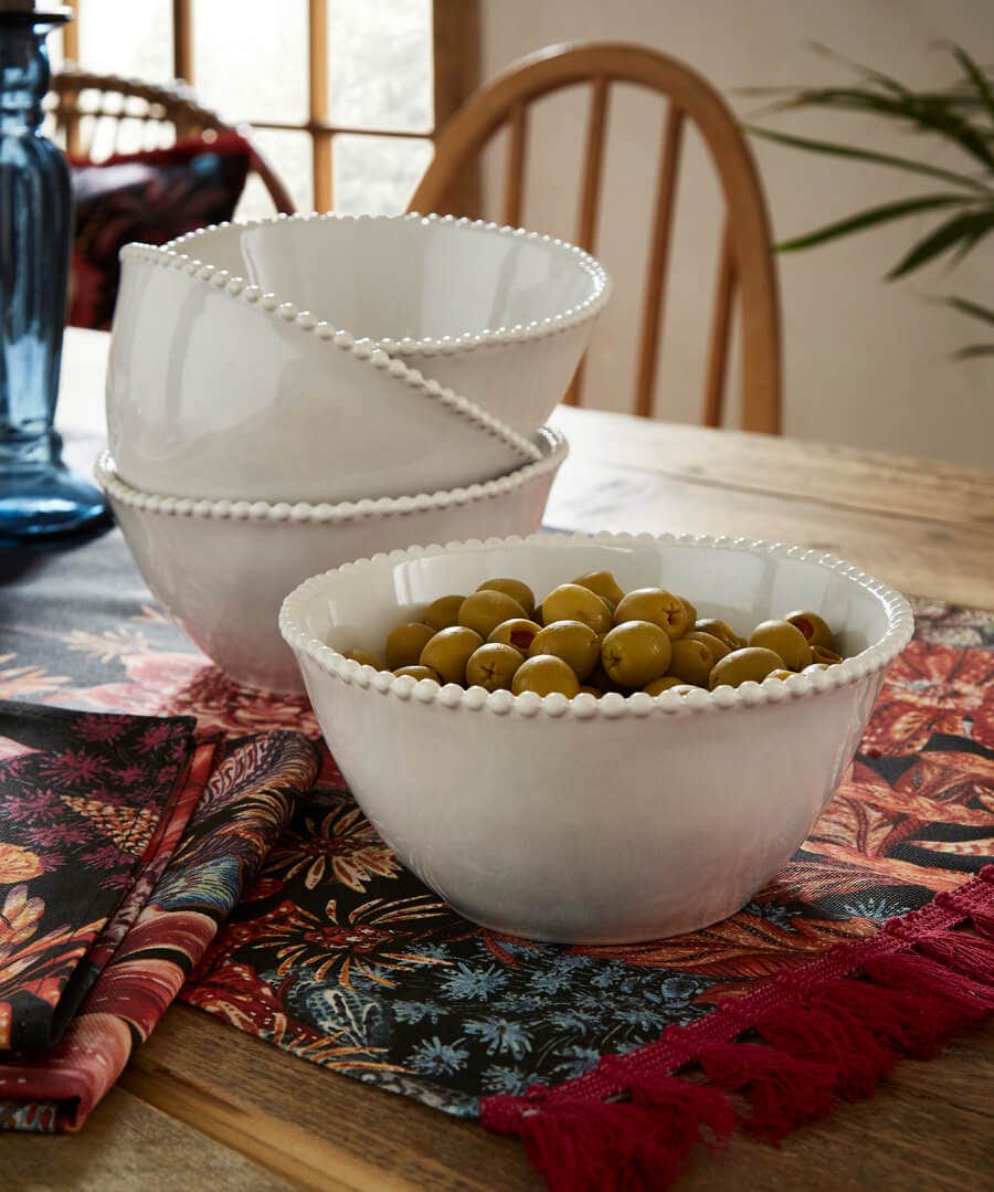 Kitchen | Home Accessories | Home | Home Joe Browns Set of 4 Organic Beaded Bowls White