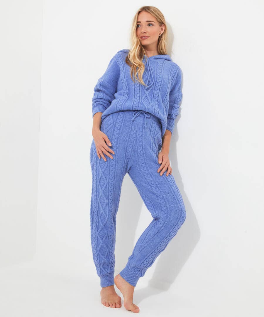 Pyjamas & Loungewear | Gifts | Jeans & Trousers | Women's | Women's | Women's Joe Browns Sloe Joes Cable Knit Trousers Blue