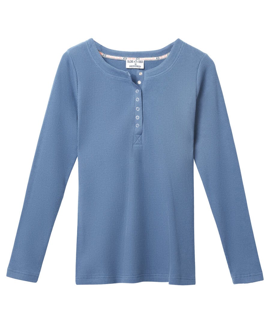 Pyjamas & Loungewear | Gifts | Tops, Tunics & Blouses | Women's | Women's | Women's Joe Browns Sloe Joes Waffle Henley Blue