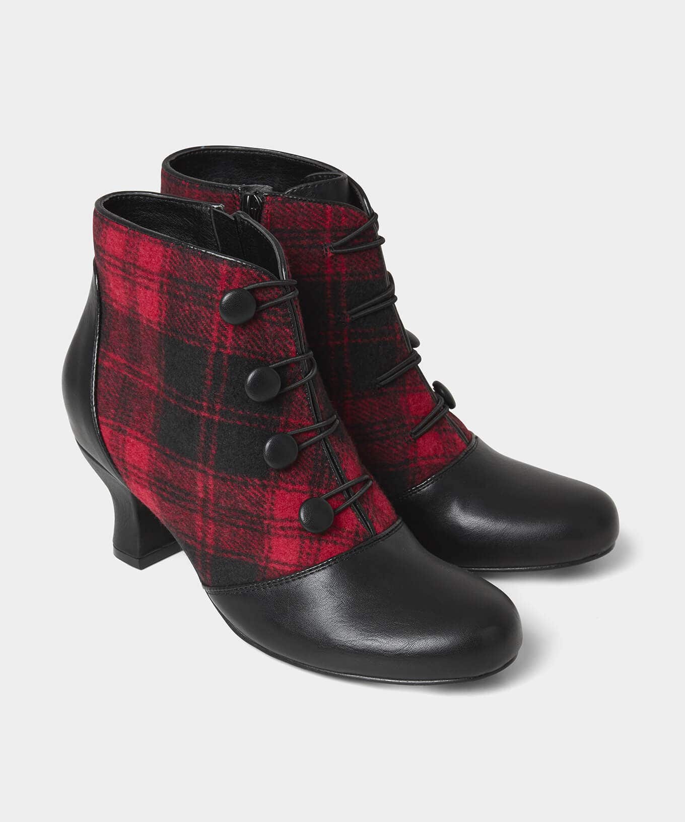 Ankle Boots | Boots & Shoes | Sale Boots & Shoes | Top Picks | Women's | Women's Joe Browns Tell Me All Vintage Style Boots Black/Red