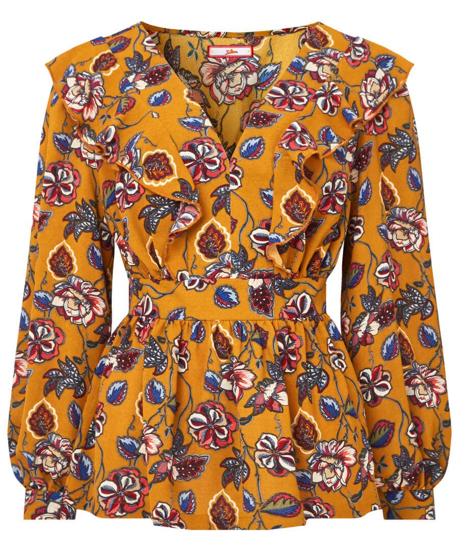 Sale Tops, Tunics & Blouses | Women's Joe Browns Wonderful Floral Frill Top Ochre