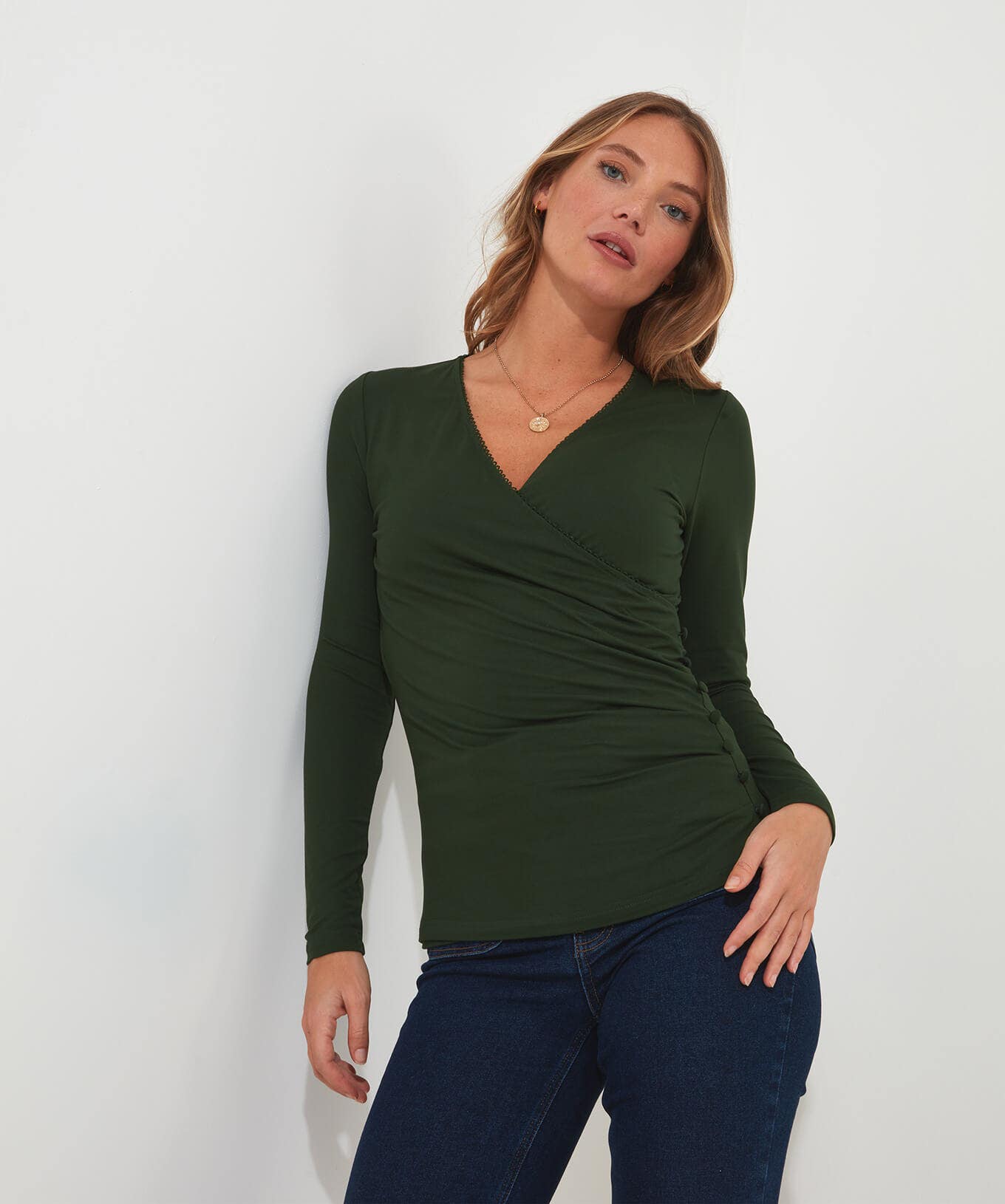 Shop Women's Collection | Tops, Tunics & Blouses | Sale Tops, Tunics & Blouses | Top Picks | Women's | Women's Joe Browns Wrap Jersey Top Green